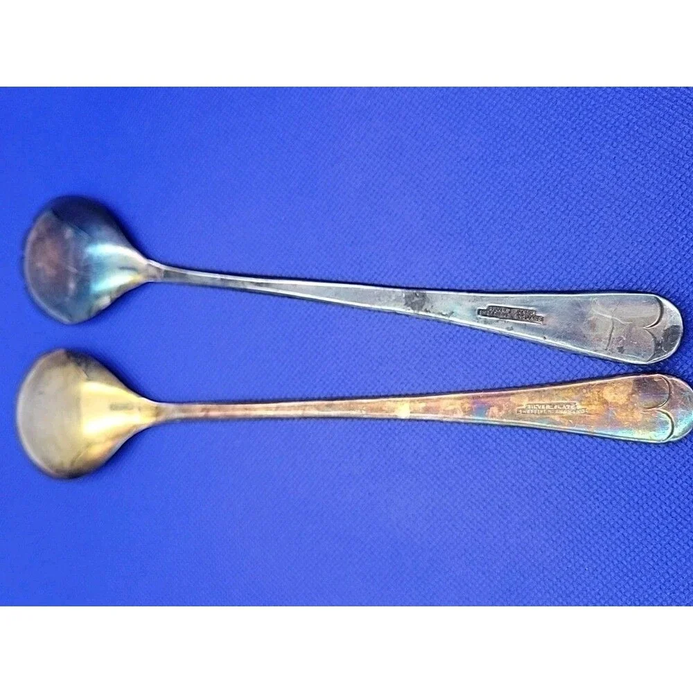 Vintage Silver Plate Salad Fork & Spoon Set Marked Sheffield England 9 inches